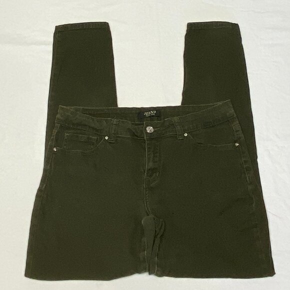Mid Rise Skinny Leg Stretchy Denim Jeans Dark Green 11 Jean9 - Picture 7 of 13
